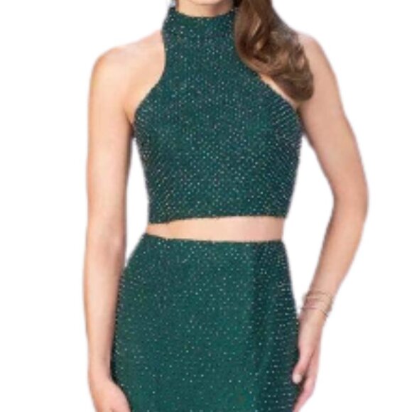 NWT La Femme 24158 Prom Dress Forest Green Size 2 - Picture 2 of 5